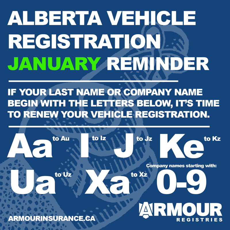 January vehicle registration renewals - Alberta