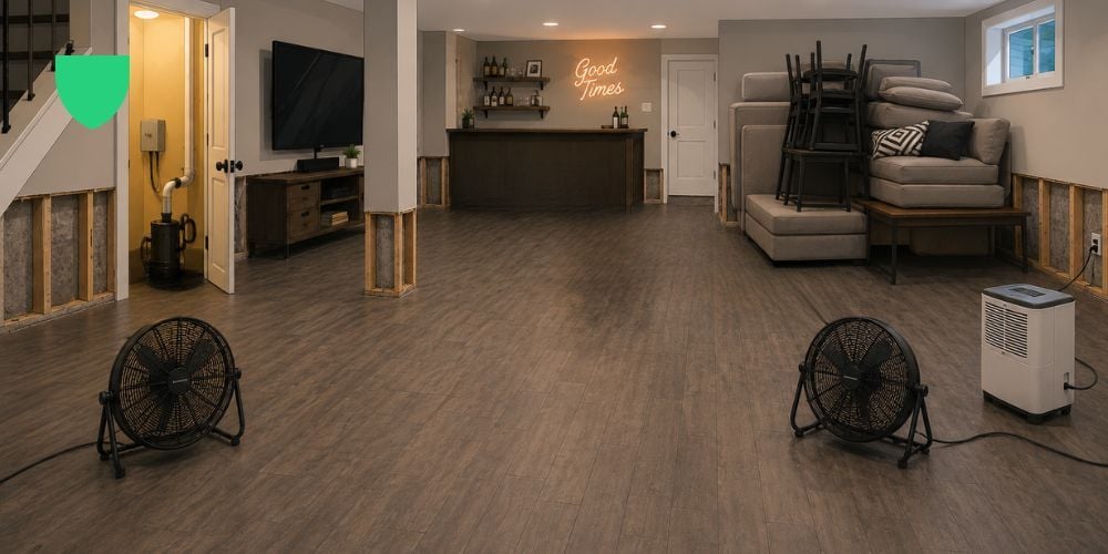 Basement with water abatement