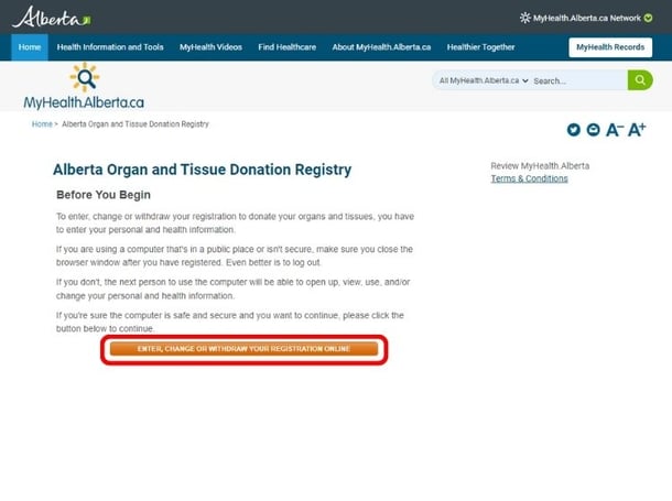 Register or update consent alberta organ donation  (1)