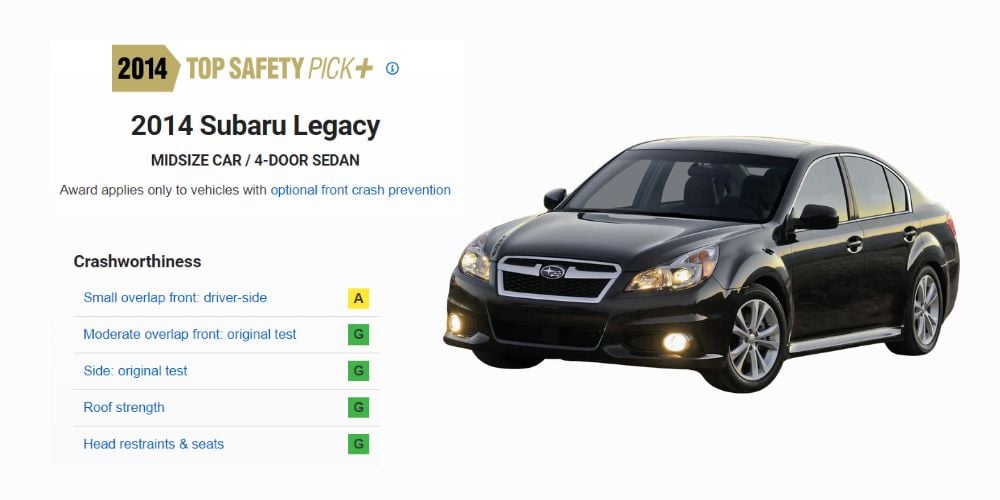 Subaru Legacy IIHS Safety Pick